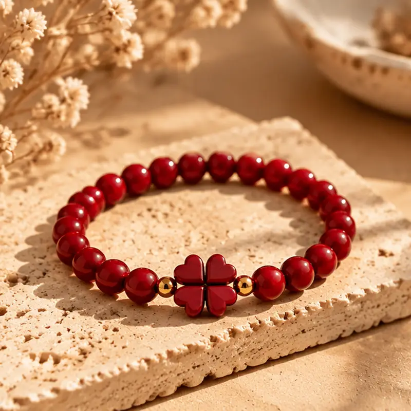 Bracelet en Pierre Naturelle de Cinabre Bijou énergétique idéal pour attirer prospérité, succès et abondance