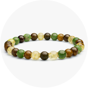 Bracelet en pierres naturelles Œil du Tigre, Citrine et Agate verte